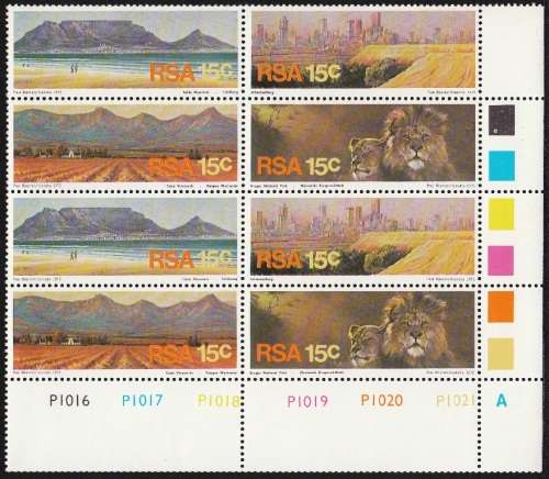 RSA 1975: TOURISM IN S.A.  CONTROL BLOCKS OF 8: PANES A and B MNH (SACC 393-396)