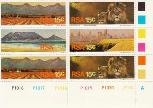 RSA 1975: TOURISM IN S.A.  CONTROL BLOCKS OF 6: PANES A and B MNH (SACC 393-396)
