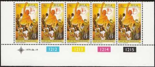 RSA 1979: HEALTH YEAR 4c CONTROL STRIP OF 5 MNH (SACC 467)