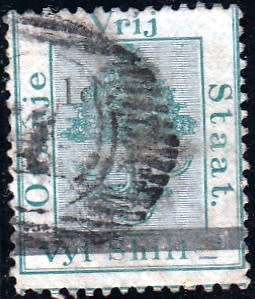 ORANGE FREE STATE 1881: 5s SURCHARGED 1d TYPE D USED (SACC 17)