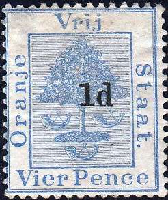 ORANGE RIVER COLONY 1890: OFS 4d SURCHARGED 1d TYPE a MH (SACC 33)