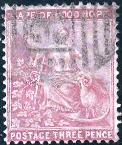 COGH 1880 ADDITIONAL VALUE `THREE PENCE` USED (SACC 31)