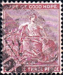 COGH 1881 HOPE SEATED `THREE PENCE`  USED (SACC 34) - PALE CLARET
