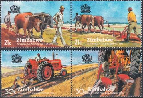 ZIMBABWE 1983: 30th WORLD PLOUGHING CONTEST FULL SET MNH (SG 626-629)