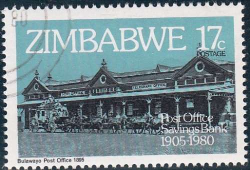 ZIMBABWE 1980: 75th ANNIVERSARY OF POST OFFICE SAVINGS BANK 17c CTO (SG 600)