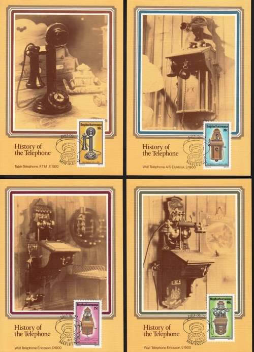 BOPHUTHATSWANA 1983: POSTCARDS #1-4 HISTORY OF THE TELEPHONE (3rd SERIES) CTO (SACC 108-111)