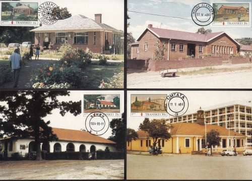 TRANSKEI 1984 POSTCARDS 6-9 POST OFFICES IN TRANSKEI CTO (SACC 139-142)