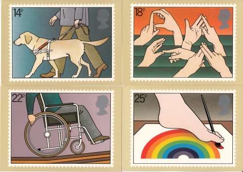 GB POSTCARD SET OF 4 PHQ 50: `INT YEAR OF DISABLED PEOPLE` MINT CONDITION 1981