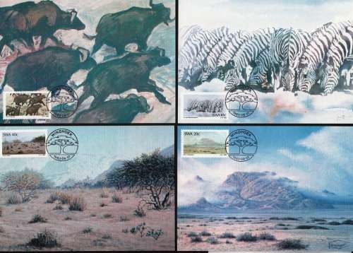 SWA POSTCARD#1-4 1983: PAINTERS CTO UNUSED