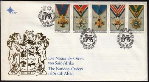 RSA 1990: OFFICIAL FDC 5.12 - THE NATIONAL ORDERS OF S.A.