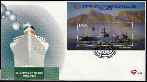 RSA 1996: OFFICIAL FDC 6.41 50th ANNIVERSARY OF S.A. MERCHANT MARINE - MINISHEET