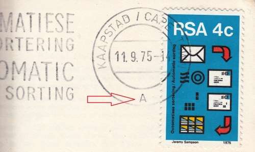 RSA 1975: OFFICIAL FDC 2.8A - POSTAL MECHANISATION SORTING - `A` CANCEL