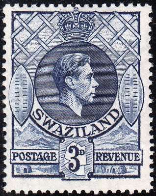 SWAZILAND 1938 KGVI DEFINITIVE ISSUE 3d MH (SACC 31) - PERF 13x13