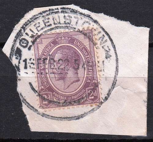 UNION OF S.A. 1922: KGV 2d USED (SACC5) - QUEENSTOWN POSTMARK