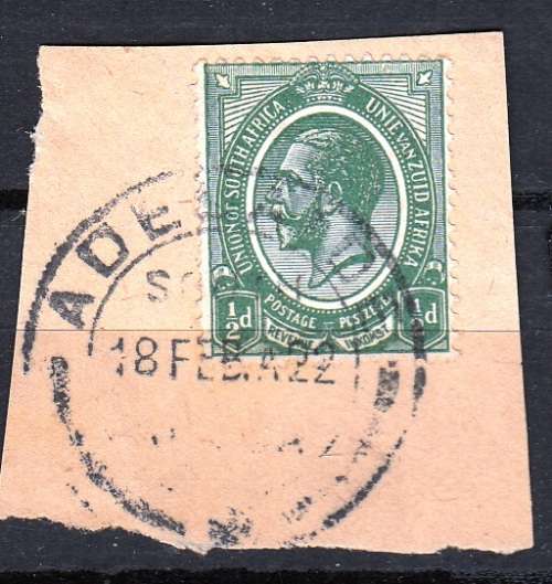 UNION OF S.A. 1922: KGV ½d USED (SACC3) - ADELAIDE POSTMARK