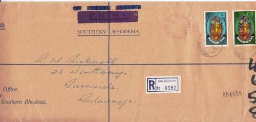 RHODESIA REG. COVER 1972: SALISBURY CDX
