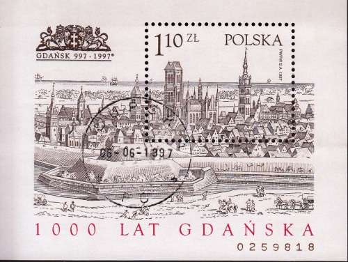 POLAND 1997: City of Gdansk, 1000th anniv. 1.10zł SOUVENIR SHEET CTO