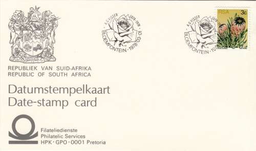 RSA DATE-STAMP CARD#12 1978: AG VISSER CENTENARY BLOEMFONTEIN