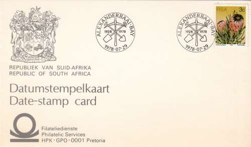 RSA DATE-STAMP CARD 1978: ALEXANDERBAAI-BAY