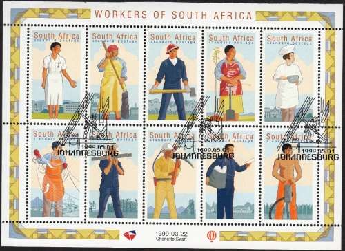 RSA 1999: WORKERS DAY FULL SHEET OF 10 CTO (SACC 1206)