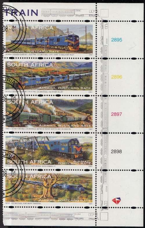 RSA 1997: BLUE TRAIN CONTROL STRIP OF 5 CTO (SACC 1051-1055)