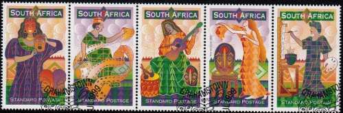 RSA 1999: 25th ANNIV. OF THE STANDARD BANK ARTS FESTIVAL SETENANT STRIP OF 5 CTO (SACC 1214-1218)