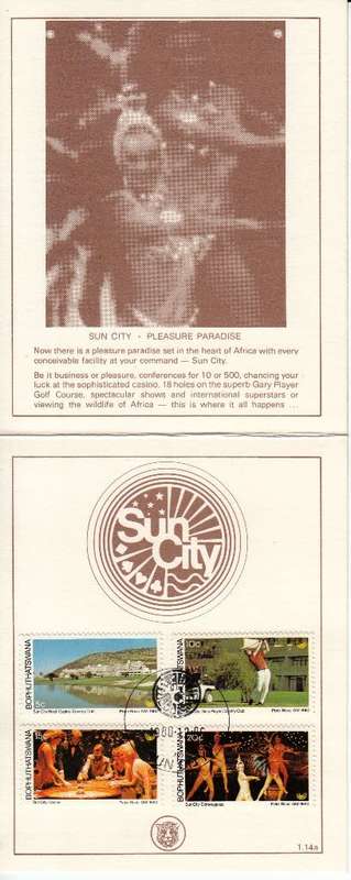 BOPHUTHATSWANA COLLECTORS SHEET 1.14a 1980: TOURISM