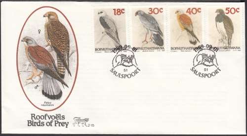 BOPHUTHATSWANA 1989: OFFICIAL FDC 2.16 - BIRDS OF PREY