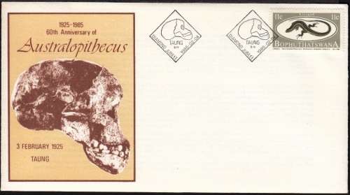 BOPHUTHATSWANA COMM. COVER 1985: 60th ANNIVERSARY OF AUSTRALOPITBECUS