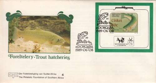 CISKEI 1989: FOUNDATION FDC #4  TROUT HATCHERIES - MINISHEET