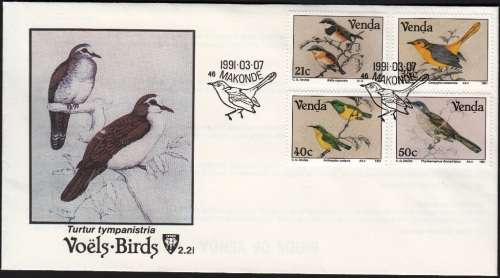 VENDA 1991: OFFICIAL FDC 2.21 BIRDS+ FREE DATE STAMP CARD
