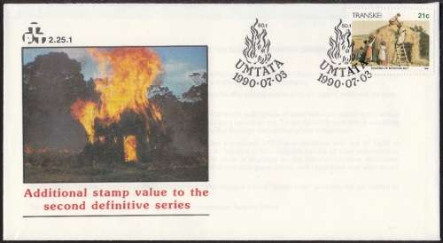 TRANSKEI 1990: OFFICIAL FDC 2.25.1 - ADDITIONAL 21c STAMP VALUE