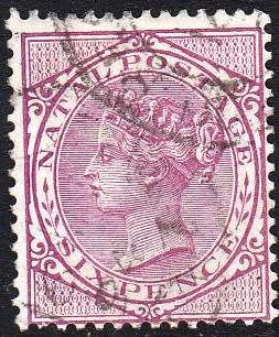 NATAL 1882: QV 6 PENCE USED (SACC99)