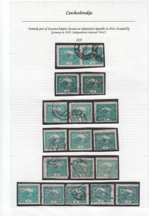 WORLD STAMPS - CZECHOSLOVAKIA - 18 USED STAMPS - PRAGUE 5b -1919