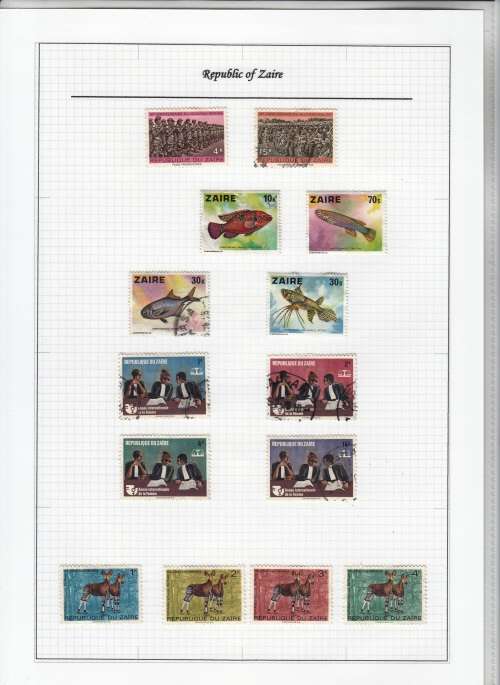 WORLD STAMPS - REPUBLIC OF ZAIRE 56 USED STAMPS