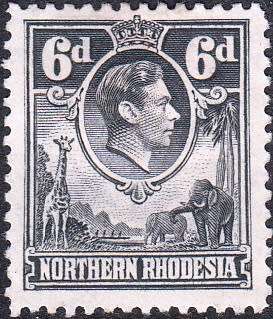 NORTHERN RHODESIA 1938: KGVI DEFINITIVE ISSUE 6d MH (SACC 38)