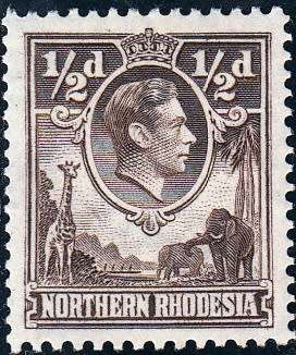 NORTHERN RHODESIA 1951: KGVI DEFINITIVE ISSUE ½d MH (SACC 26)