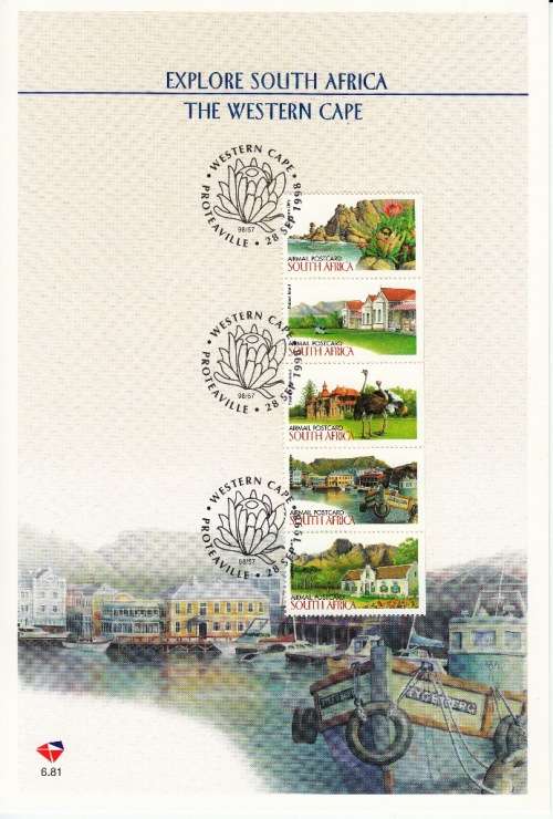RSA 1998: OFFICIAL FDC 6.81 - EXPLORE SOUTH AFRICA - WESTERN CAPE (IMPERF RIGHT)