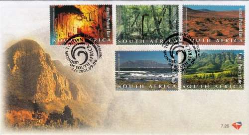 RSA 2001: OFFICIAL FDC 7.26 and 7.27 - S.A. NATURAL WONDERS SET OF 2