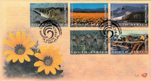 RSA 2001: OFFICIAL FDC 7.26 and 7.27 - S.A. NATURAL WONDERS SET OF 2