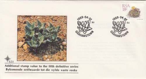 RSA 1989: OFFICIAL FDC 5.3.1  ADDITIONAL 18c STAMP VALUE