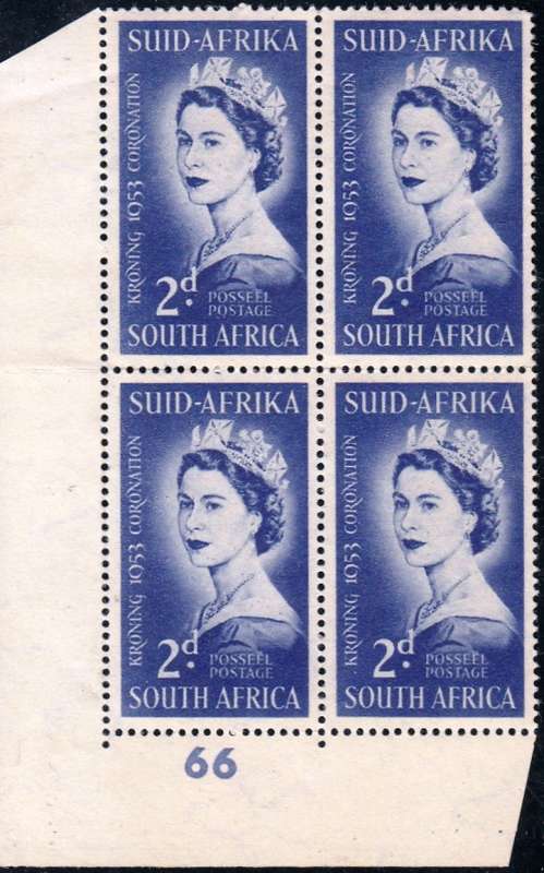 UNION 1953: CORONATION OF QEII CONTROL BLOCK 66 MNH (SACC142a)