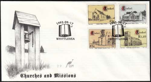 CISKEI 1993: OFFICIAL FDC 2.9 - CHURCHES AND MISSIONS