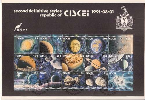 CISKEI 1991: OFFICIAL FD FOLDER 2.1 - 2nd DEFINITIVE ISSUE - THE SOLAR SYSTEM