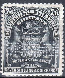 BSAC 1901: DEFINITIVE ISSUE 7s6d PERFORATED SPECIMEN MH (SACC 82)