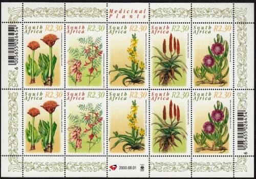RSA 2000: MEDICINAL PLANTS FULL SHEET OF 10 MNH (SACC 1270-9)