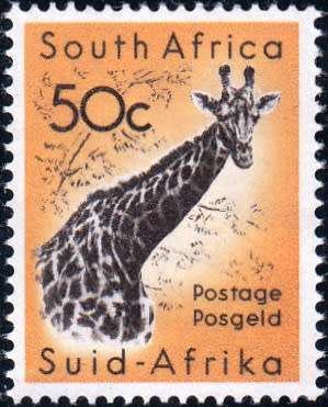 RSA 1961: DEFINITIVE ISSUE 50c GIRAFFE MLH (SACC 195)