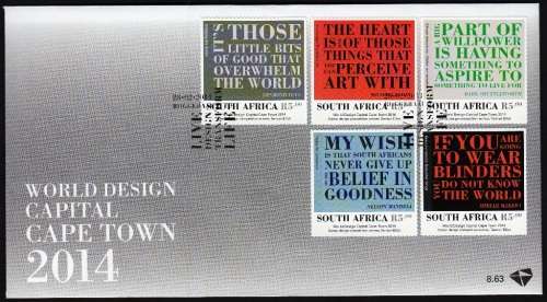 RSA 2014: OFFICIAL FDC 8.63 - CAPE TOWN WORLD DESIGN CAPITAL
