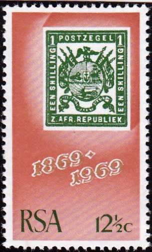 RSA 1969: 100th ANNIVERSARY OF Z.A.R. 12½c MNH (SACC 303)