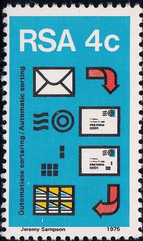 RSA 1975: POSTAL MECHANISATION SORTING 4c MNH (SACC 390)
